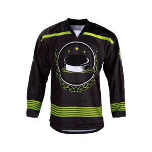 Custom Ice Hockey Jersey — Black & Neon Green Kit