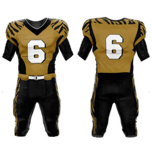 Custom American Football Uniform — Gold Tiger-Stripe Kit